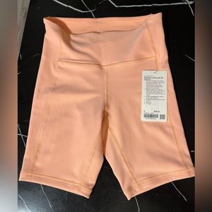 NEW Lululemon ribbed contoured HR short 8”. Peach color.  New with tag